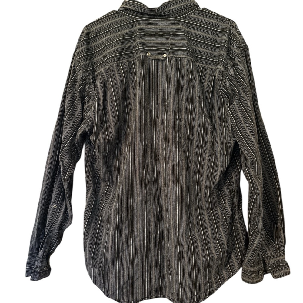 Harley-Davidson Men's M Black Striped Long Sleeve Button-Up Shirt Logo - Picture 2 of 3